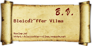 Bleicöffer Vilma névjegykártya